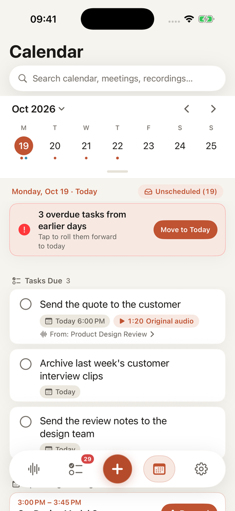 Integrated calendar schedule and recordings