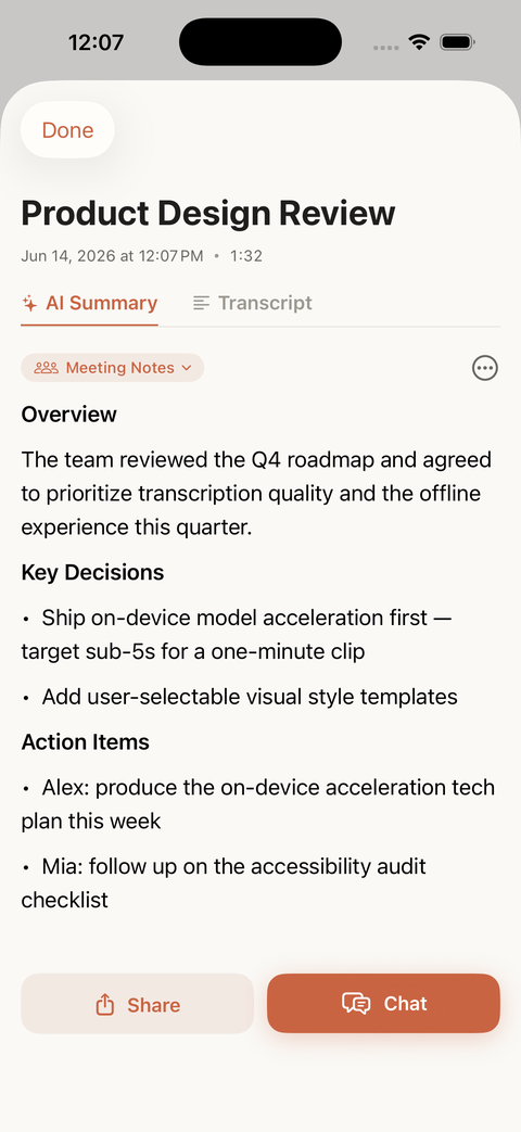 VoiceMemo AI summary