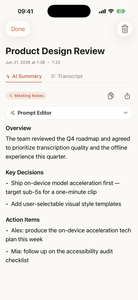 VoiceMemo AI summary